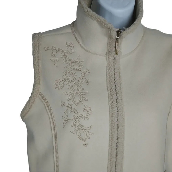 BC Clothing Original Faux Sheepskin Beige  Vest Embroidery Sleeveless M - Picture 4 of 10